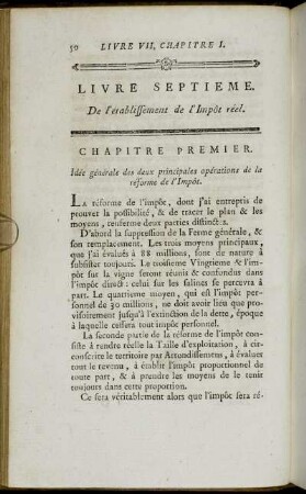 Livre Septieme. De l´etablissement de l´Impôt réel.