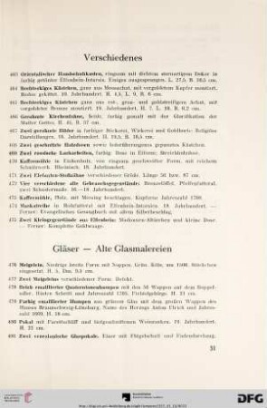 Gläser – Alte Glasmalereien (Nr. 476-523)