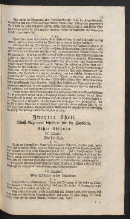 Zweyter Theil. Dienst-Reglement besonders für die Cavallerie.