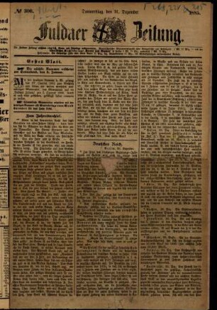 Ausgabe vom Donnerstag, den 31. Dezember 1885.