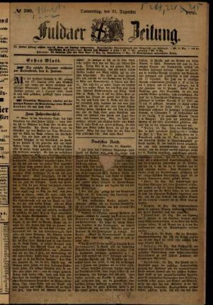 Ausgabe vom Donnerstag, den 31. Dezember 1885.