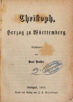 Christoph, Herzog zu Württemberg