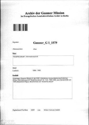 "Südafrika aktuell", Informationsschrift