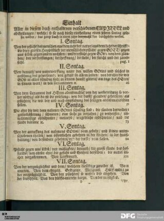 Einhalt Aller in diesem buch enthaltenen verschiedenen Capittel und abtheilungen [...].