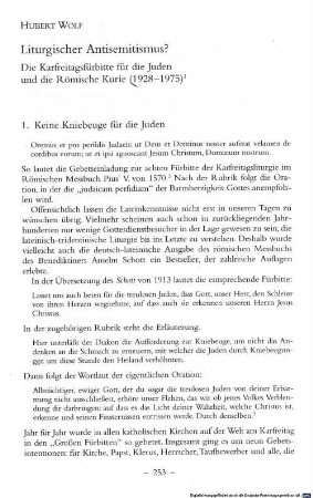 Liturgischer Antisemitismus ? : die Karfreitagsfürbitte für die Juden und die Römische Kurie (1928 - 1975)
