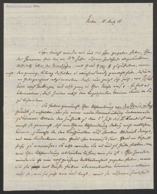 Brief an Jacob Grimm und Wilhelm Grimm (Ansetzungssachtitel von Bearbeiter/in) : 18.08.1815-07.01.1836