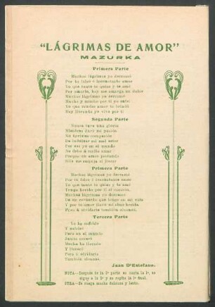 "Lágrimas de amor" : Mazurka