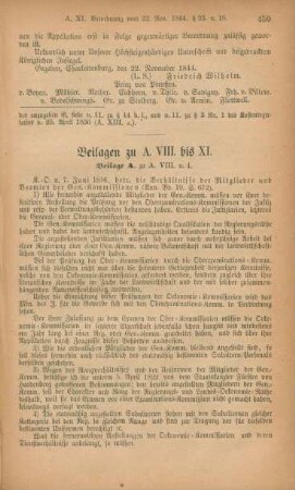 Beilagen zu A. VIII. bis XI.