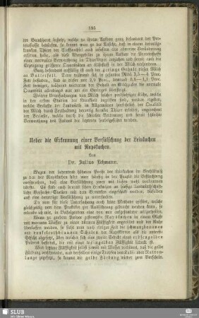 Ueber die Erkennung einer Verfälschung der Leinkuchen mit Rapskuchen