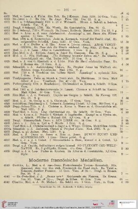 Moderne französische Medaillen (Nr. 4040 - 4085)