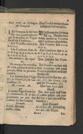 Klein Tractat von der Französischen Orthographie.