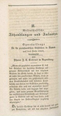 278-299 Synodalfrage für die protestantischen Geistlichen in Baiern auf das Jahr 1833