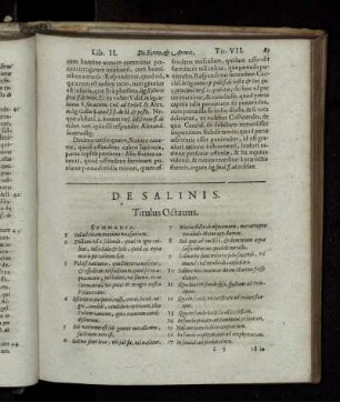 De Salinis. Titulus Octavus