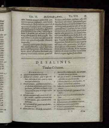 De Salinis. Titulus Octavus