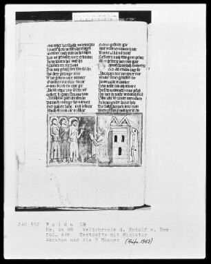 Rudolf von Ems, Weltchronik — Abraham und die drei Engel, Folio 44verso