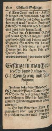 V. Gesänge in mancherley Noth und Anliegen.