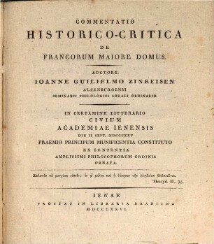 Commentatio hist.-crit. de Francorum Maiore Domus
