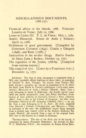 Miscellaneous documents, 1766-1771