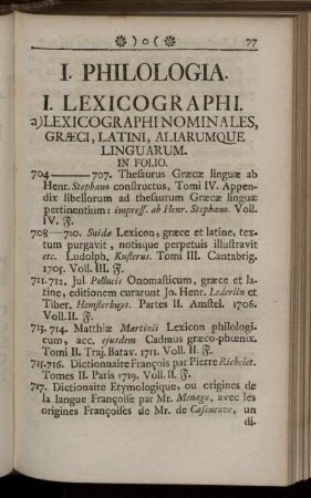 I. Philologia.