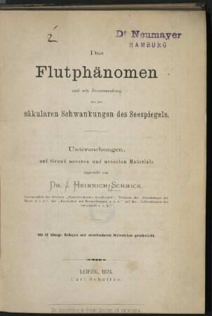 Das Flutphänomen und sein Zusammenhang mit den säkularen Schwankungen des Seespiegels