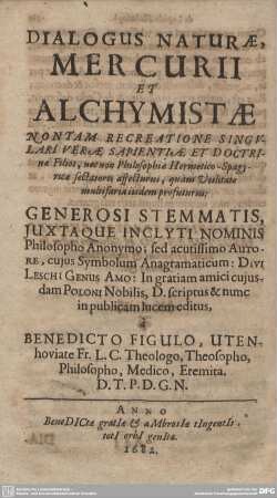 DIALOGUS NATURAE, MERCURII ET ALCHYMISTAE...
