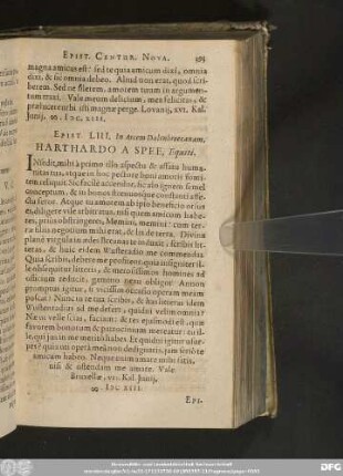 Epist. LIII. In Arcem Dalenbroecanam. Harthardo A Spee, Equiti.