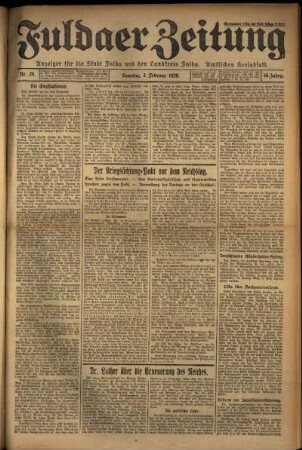 Erste Ausgabe vom Sonntag, den 03. Februar 1929.