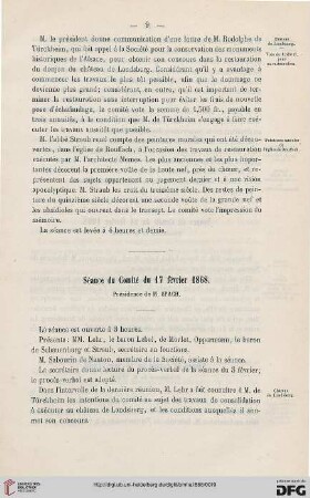 Séance du Comité du 17 février 1868