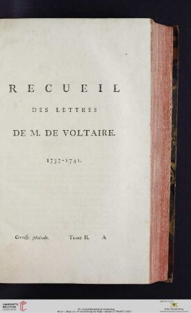 Recueil des lettres de M. de Voltaire 1737 - 1741