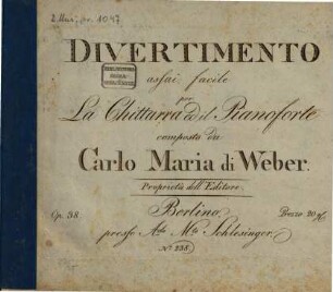 Divertimento assai facile : per la chittarra ed il pianoforte ; op. 38