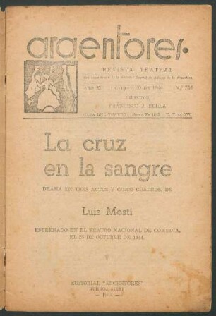 1944024400: La cruz en la sangre : drama en tres actos y cinco cuadros