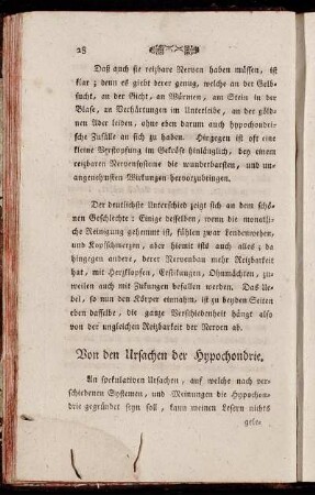 Von den Ursachen der Hypochondrie.