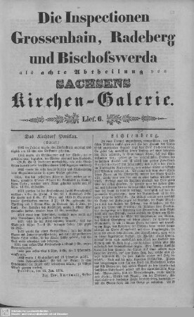 Das Kirchdorf Ponickau, Lichtenberg, Großerkmannsdorf, Höckendorf bei Königsbrück : 6. Lieferung