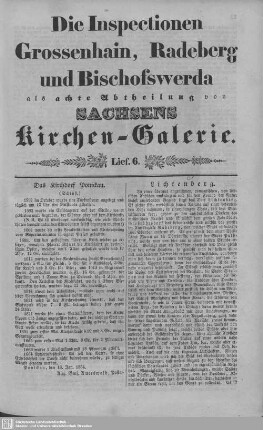 Das Kirchdorf Ponickau, Lichtenberg, Großerkmannsdorf, Höckendorf bei Königsbrück : 6. Lieferung