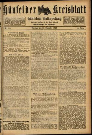 Ausgabe vom Dienstag, den 25. September 1923.