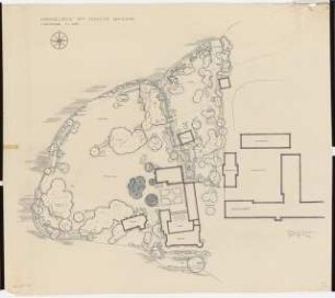 Schlosspark Hagenau: Lageplan mit Gartenplan 1:250