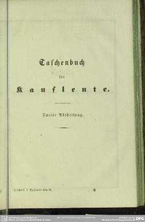 Taschenbuch für Kaufleute. Zweite Abtheilung