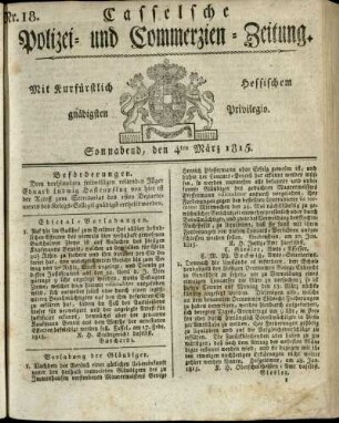 Nr. 18, Sonnabend, den 4ten Maerz 1815