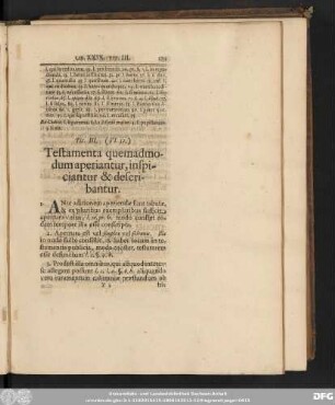 Tit. III. (VI. 32.) Testamenta quemadmodum aperiantur, inspiciantur & describantur.
