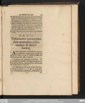 Tit. III. (VI. 32.) Testamenta quemadmodum aperiantur, inspiciantur & describantur.