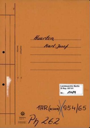 Personenheft Karl Josef Huerten (*21.11.1901), Kriminalkommissar