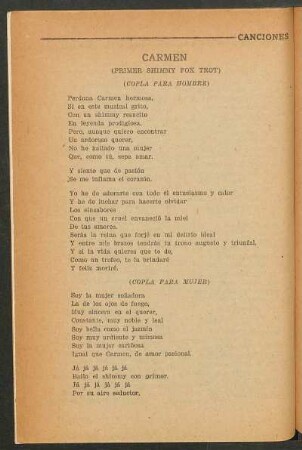 Carmen : (Primer shimmy fox-trot)