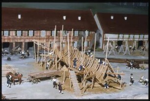 Diorama der kurfürstlichen Werft in Havelberg, Maßstab 1:50, Detailansicht