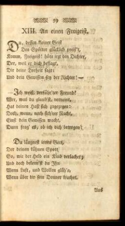 XIII. An einen Freigeist