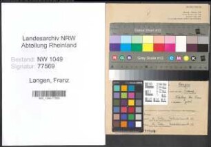 Entnazifizierung Franz Langen , geb. 29.09.1877 (Gaertner)
