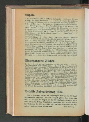 Betrifft Jahresbeitrag 1936