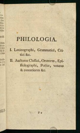 III. Philologia.