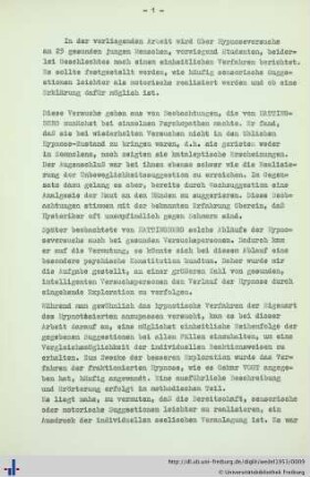 Über motorische und sensorische Erscheinungen in der Hpynose