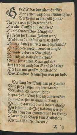 Gott hat den alten Lucifer/ Vor zeiten auß dem Himmel fern ...
