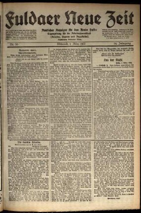 Ausgabe vom Mittwoch, den 01. März 1922.